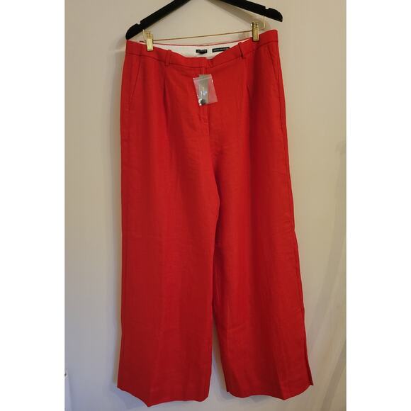 NWT J. Crew Wide-Leg Essential Pant In Red Linen 14 - Picture 5 of 9